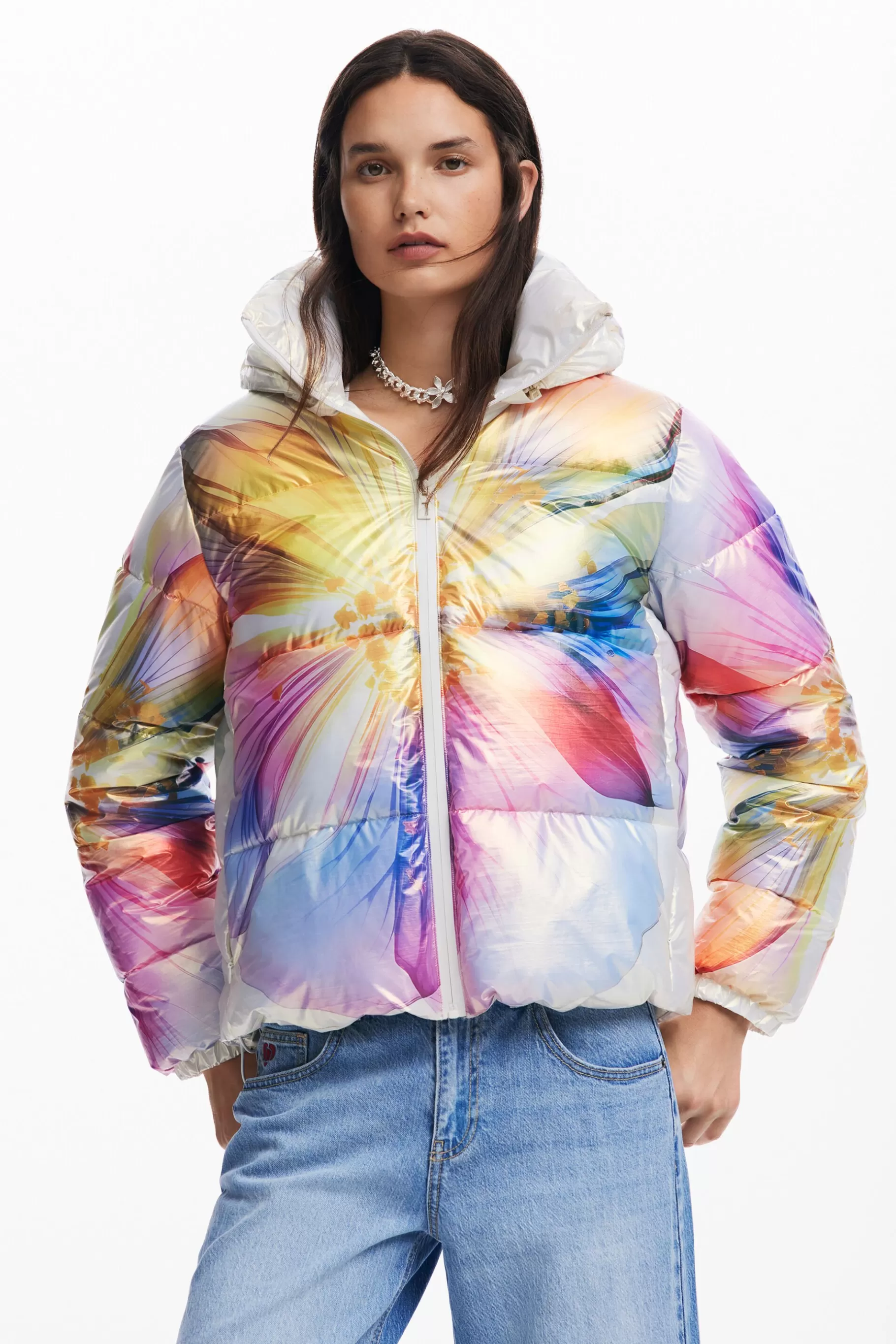 Desigual Abrigo acolchado flor*Mujer Abrigos Y Chaquetas