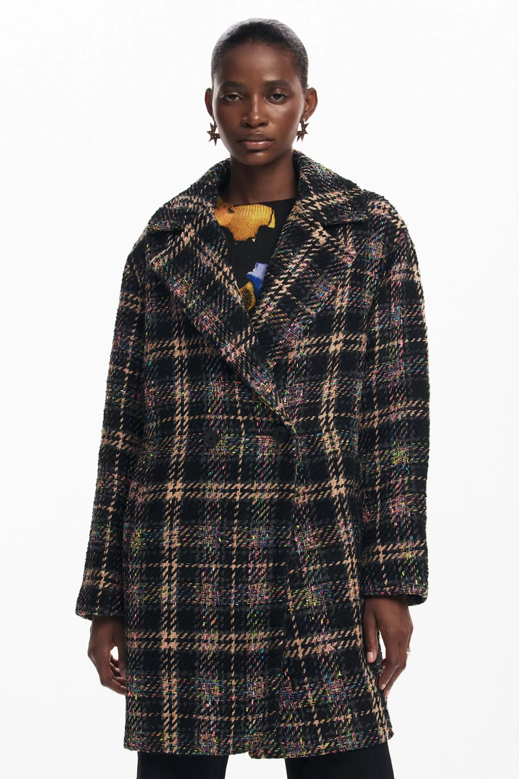 Desigual Abrigo corto cuadros*Mujer Abrigos Y Chaquetas