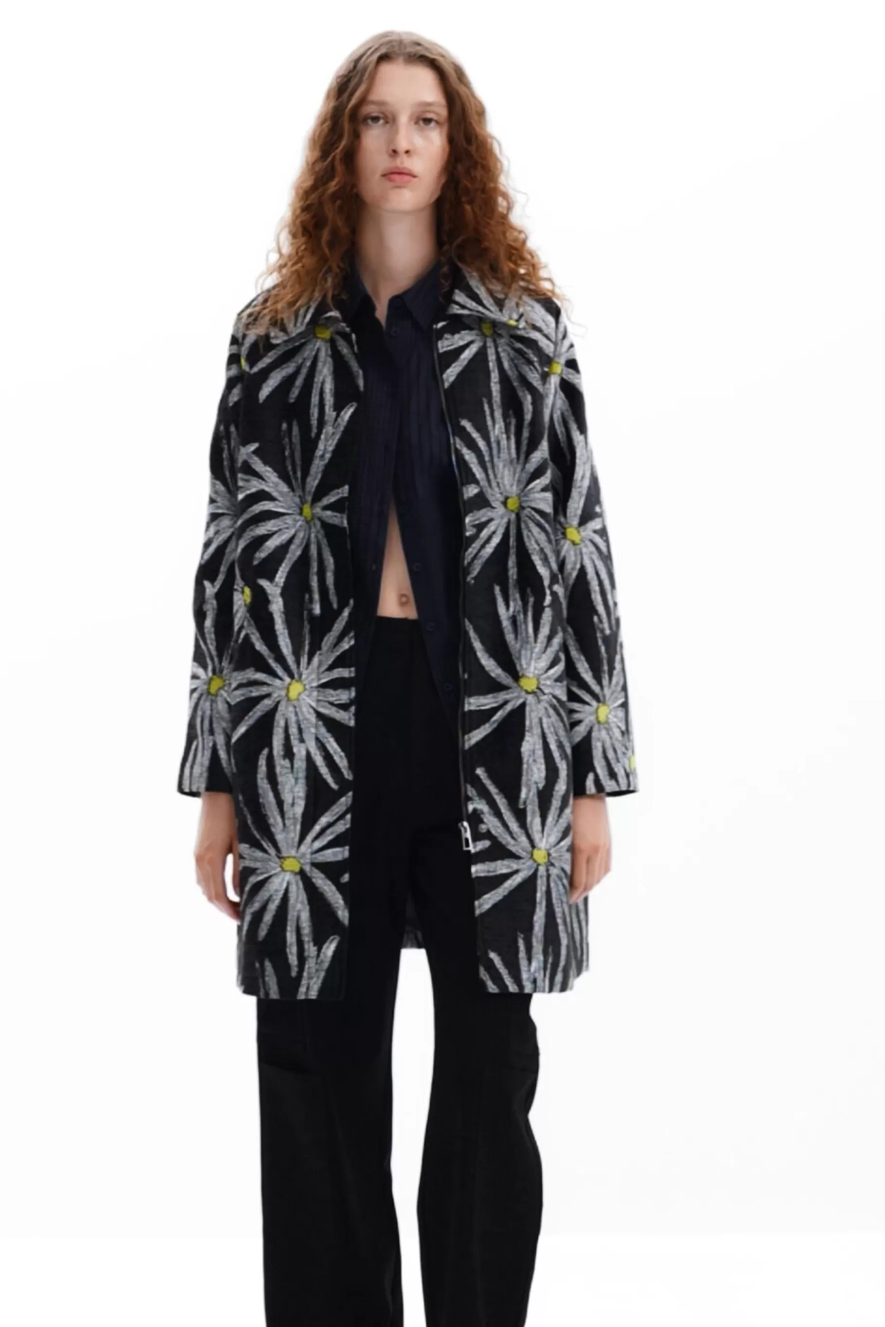 Desigual Abrigo estampado margaritas*Mujer Abrigos Y Chaquetas