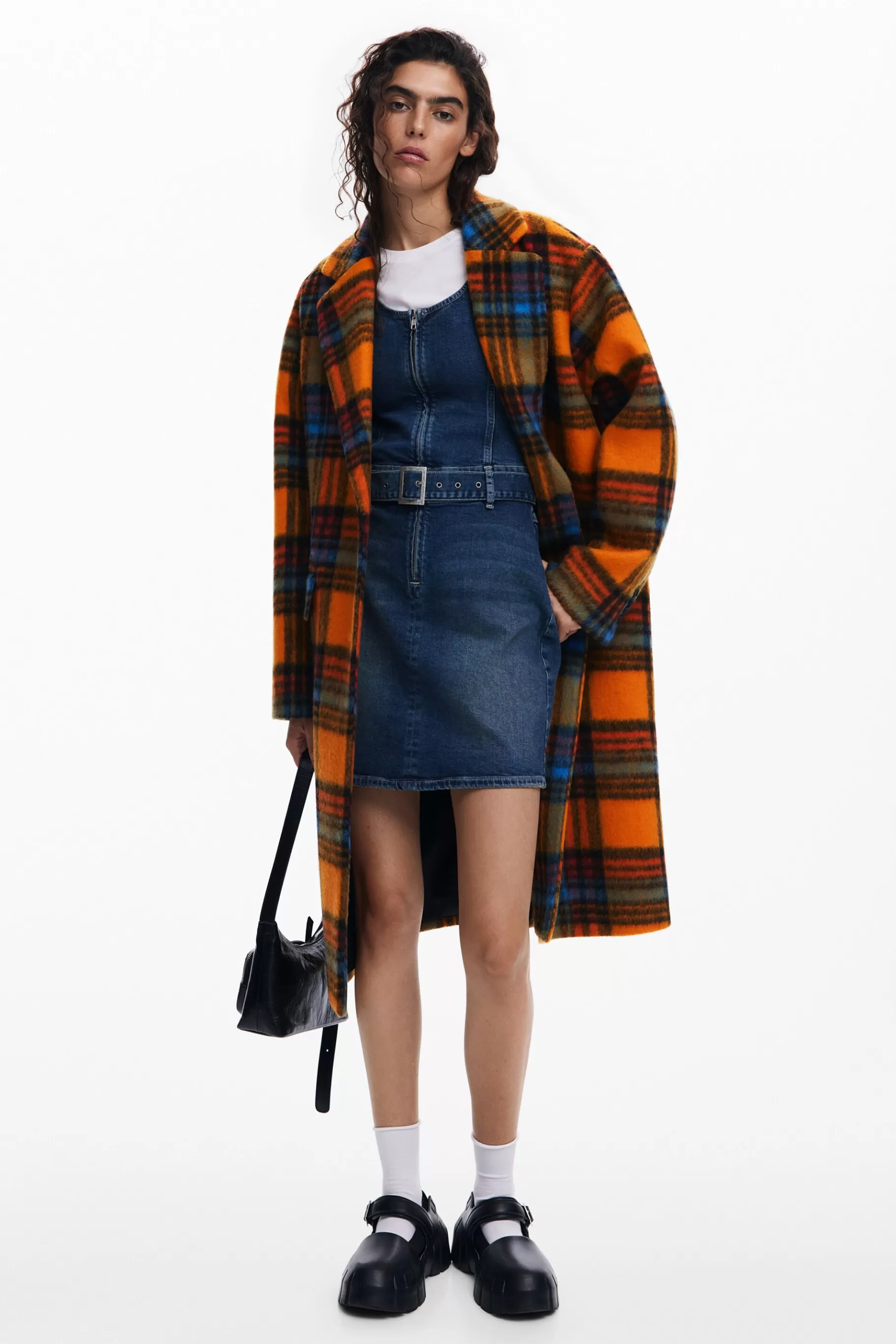 Desigual Abrigo largo cuadros*Mujer Abrigos Y Chaquetas
