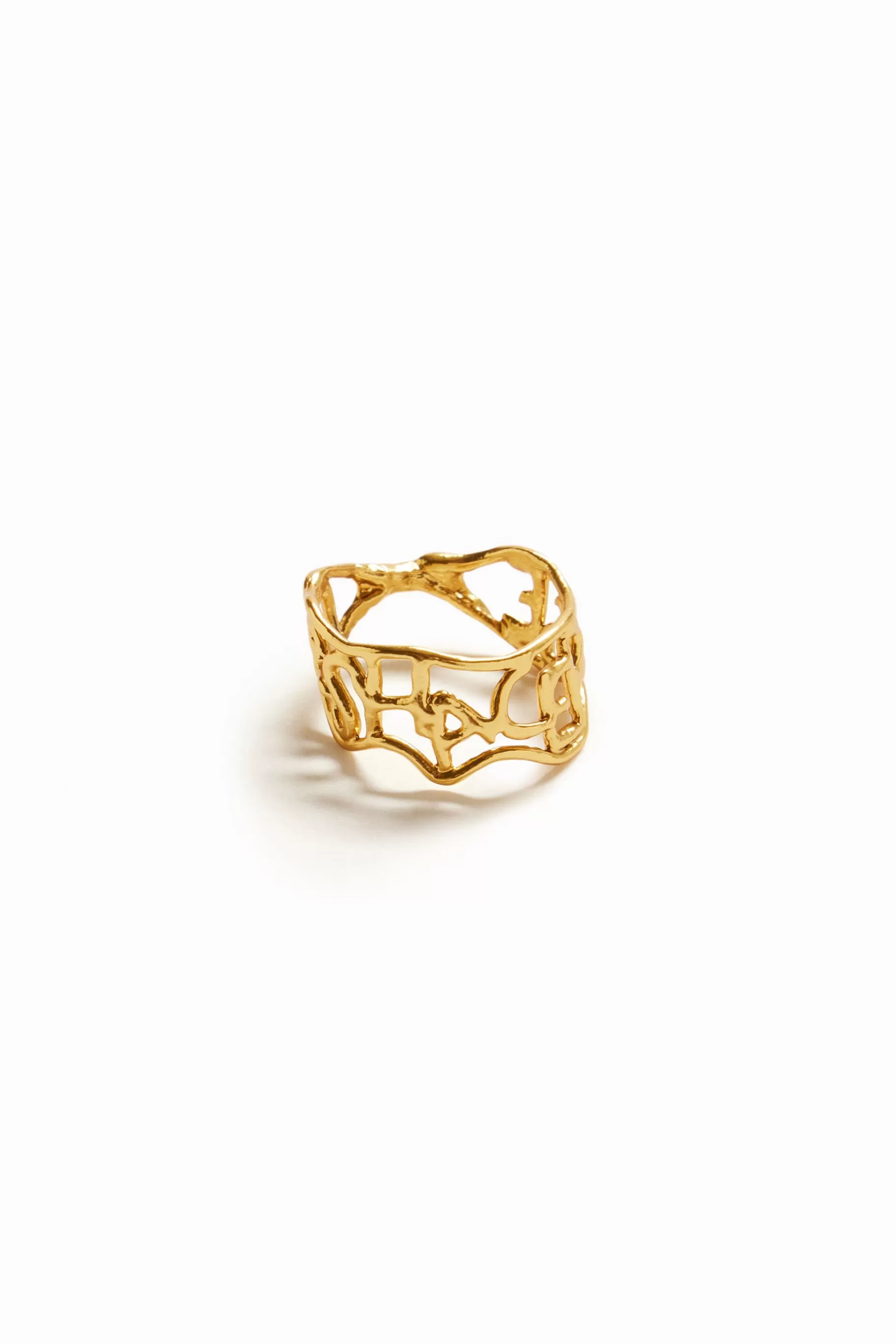 Desigual Anillo mensaje baño oro Zalio*Mujer Joyería