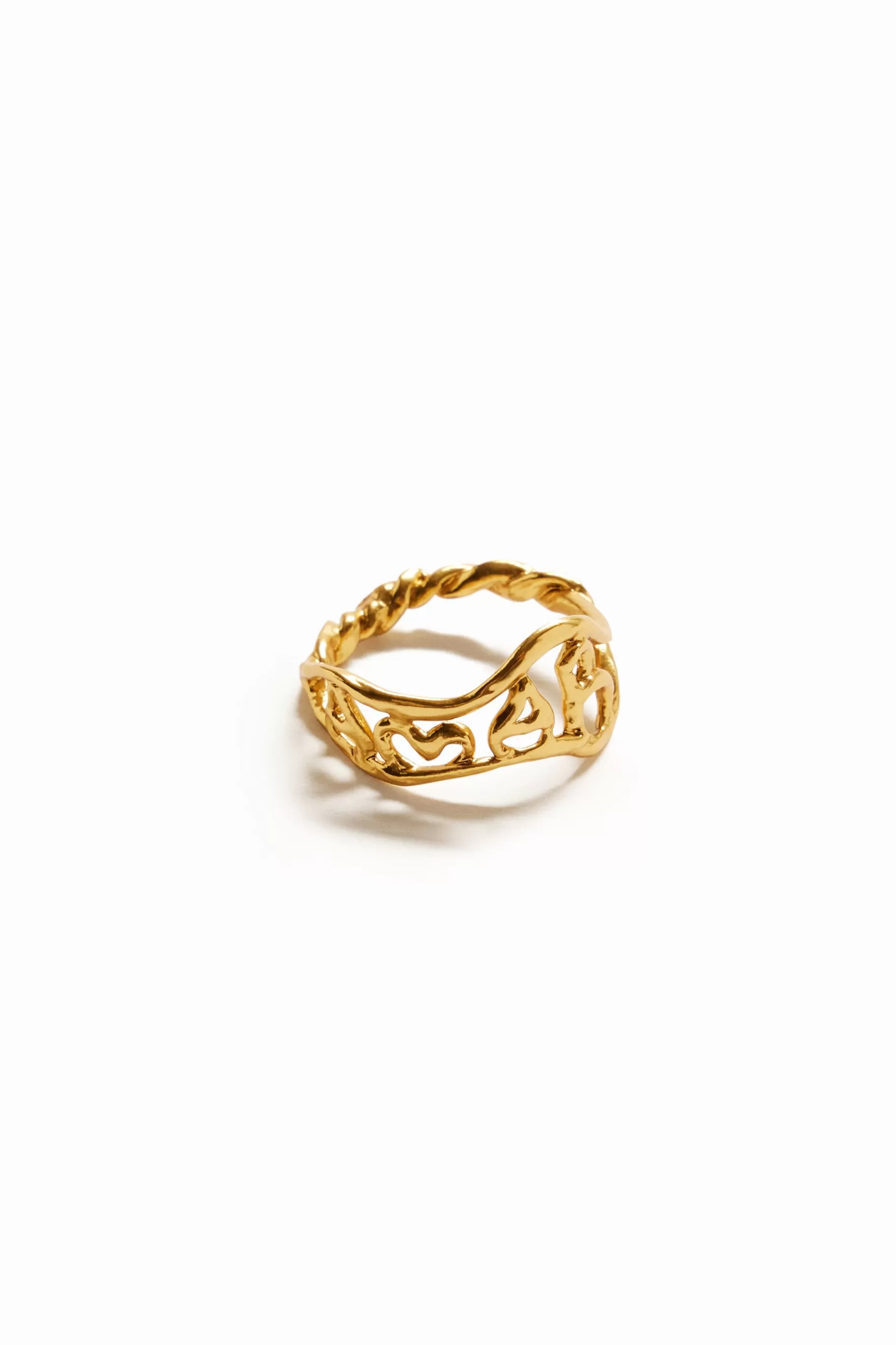 Desigual Anillo mensaje baño oro Zalio*Mujer Joyería