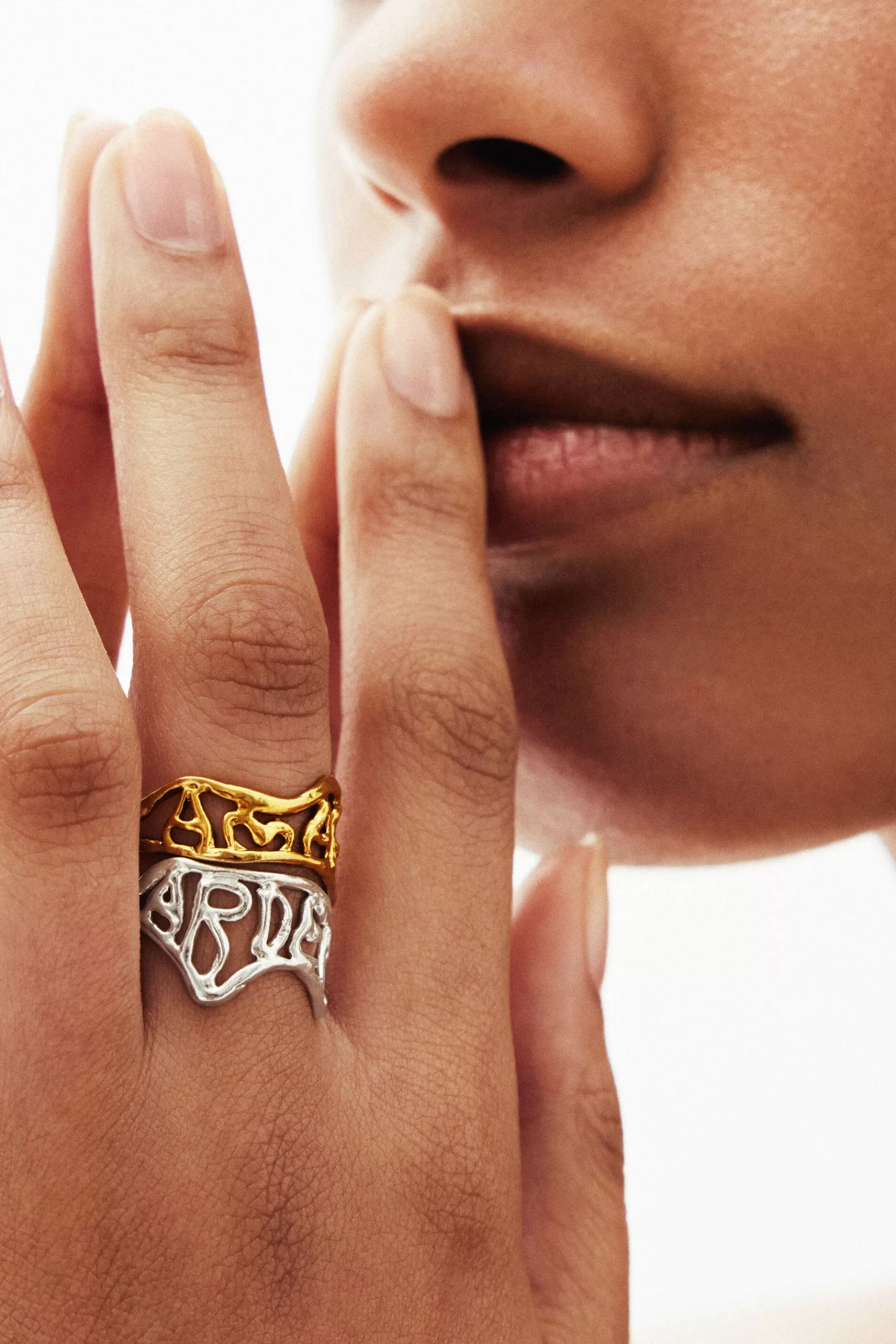 Desigual Anillo mensaje baño plata Zalio*Mujer Joyería