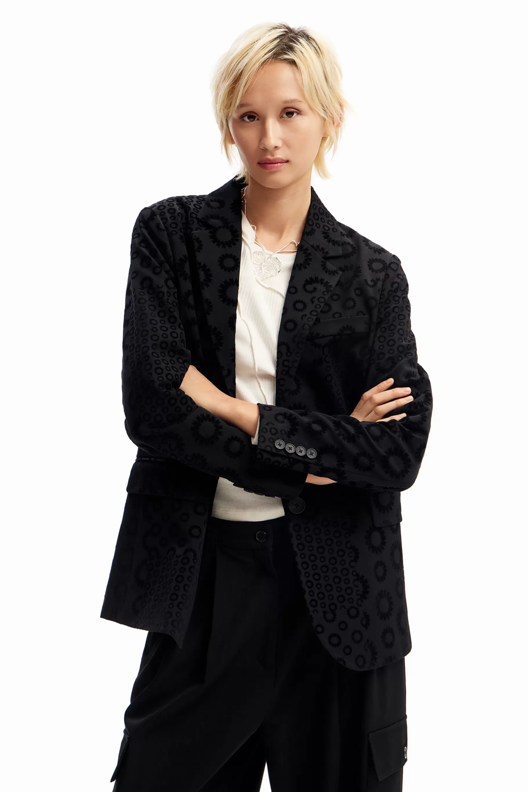 Desigual Blazer flocado geométrico*Mujer Abrigos Y Chaquetas
