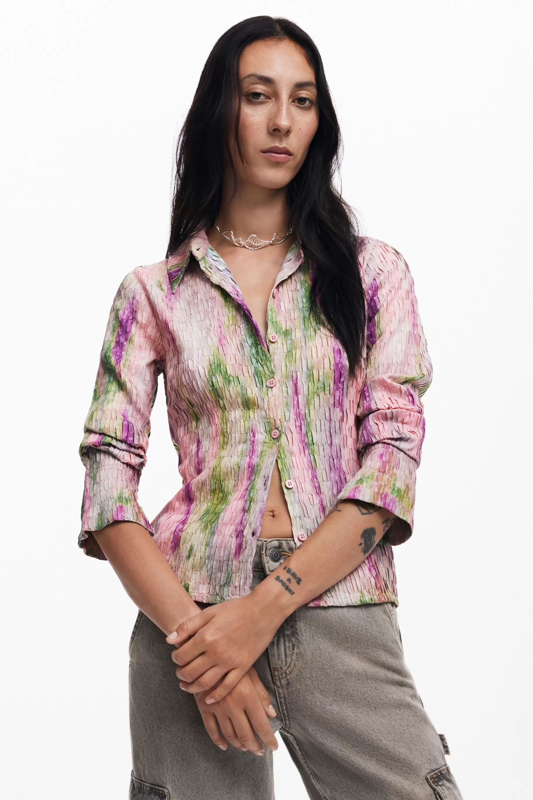 Desigual Blusa acuarela difuminada*Mujer Camisas Y Blusas