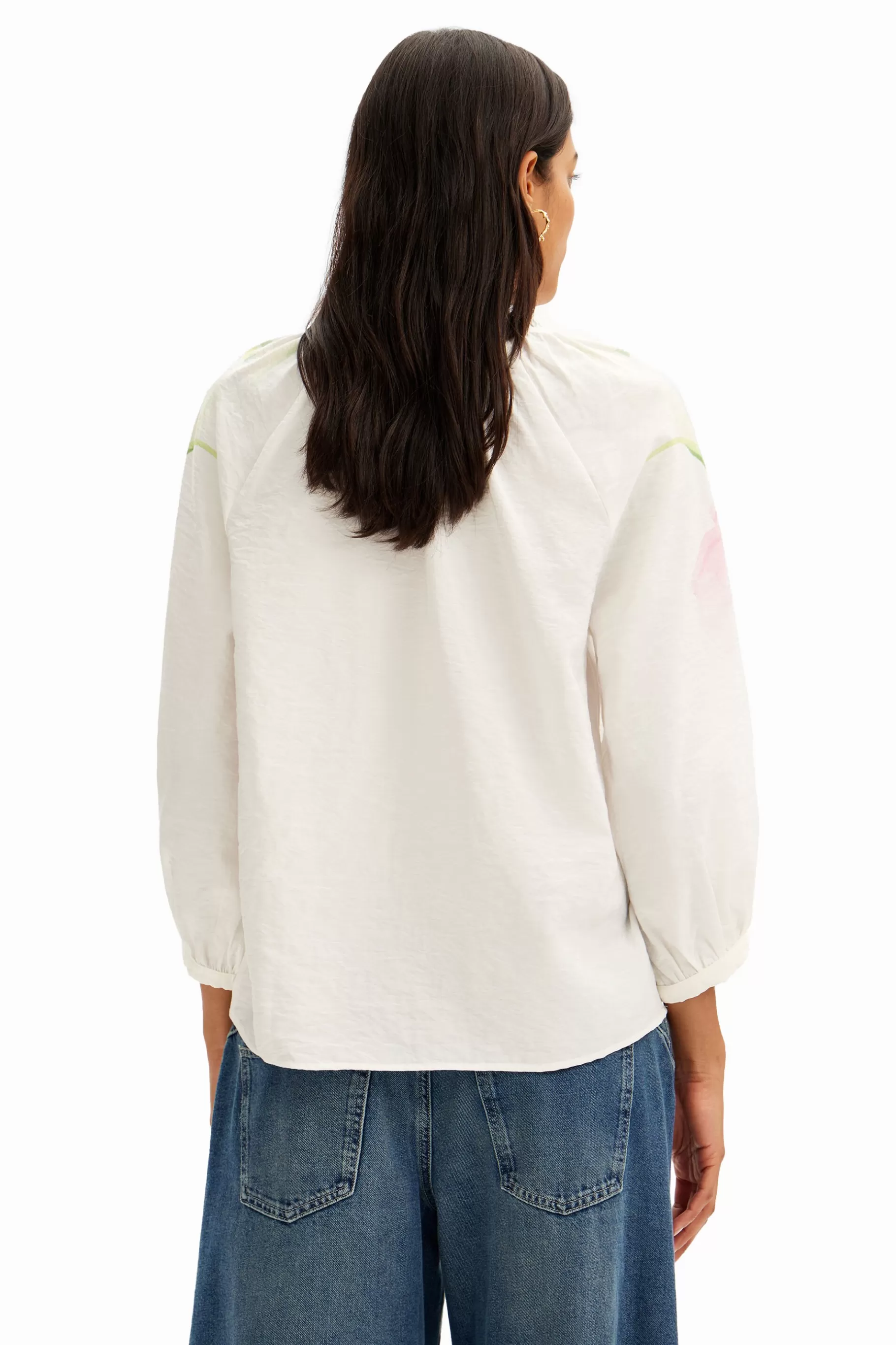 Desigual Blusa vaporosa con estampado de flores en acuarela*Mujer Camisas Y Blusas