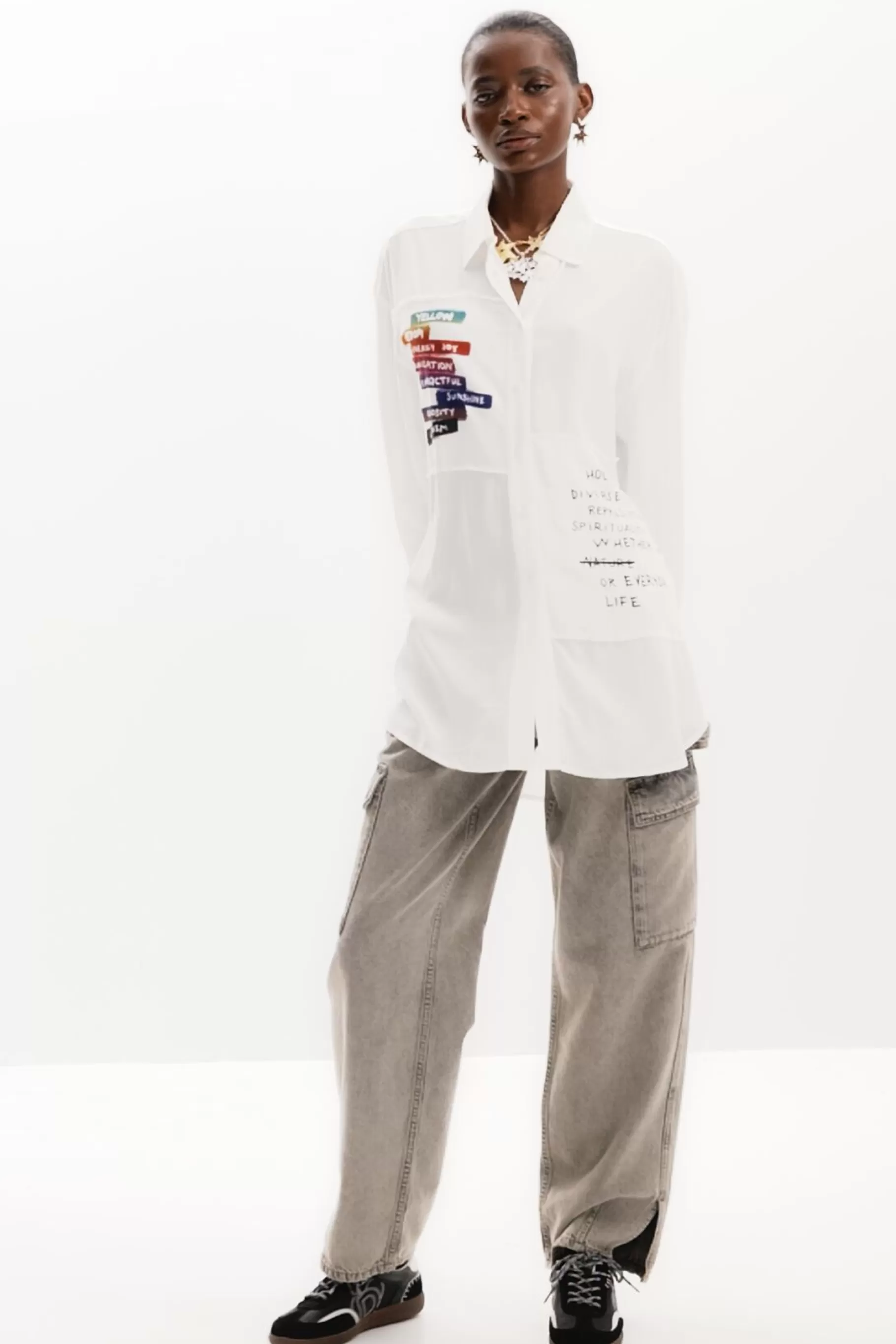 Desigual Camisa estampado letras*Mujer Camisas Y Blusas