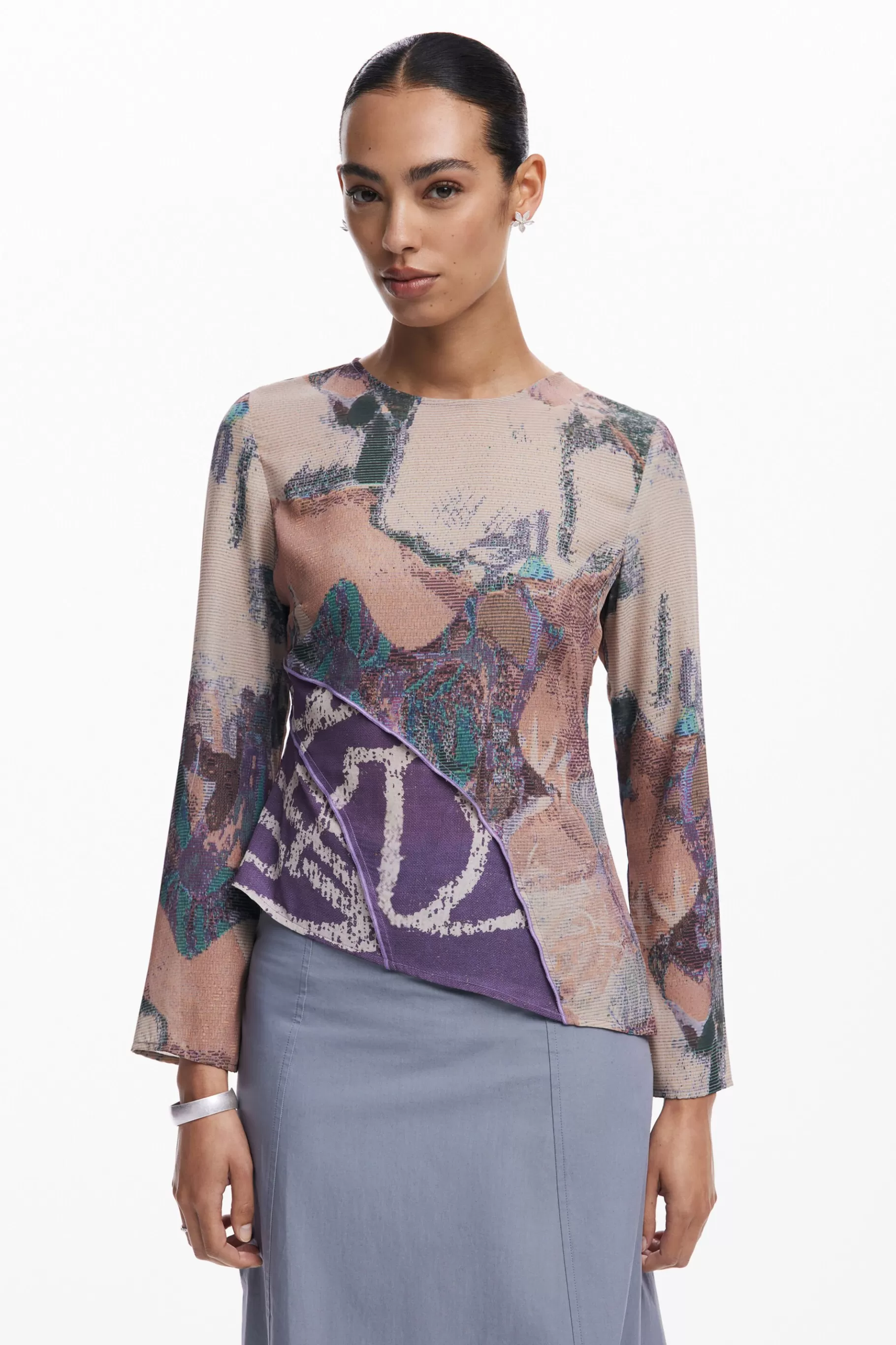 Desigual Camiseta asimétrica estampada*Mujer Camisas Y Blusas