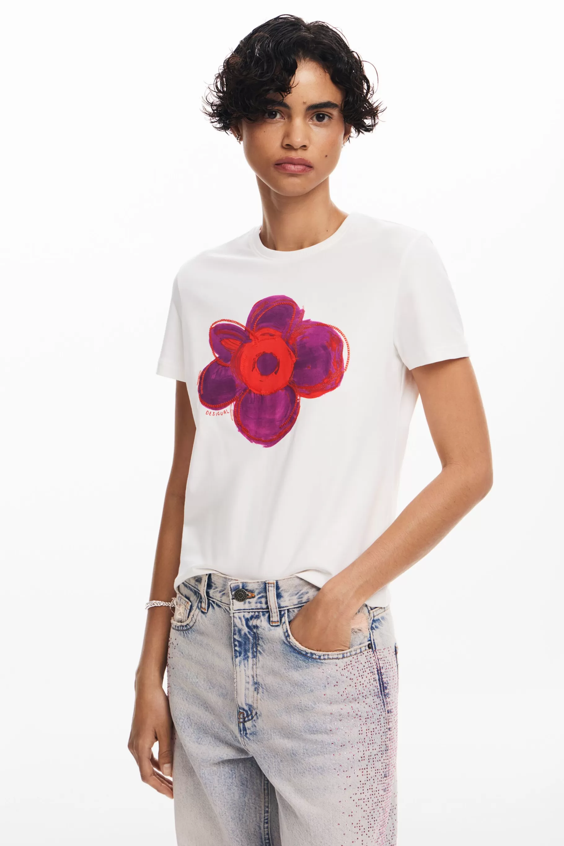 Desigual Camiseta flor*Mujer Camisas Y Blusas | Camisetas