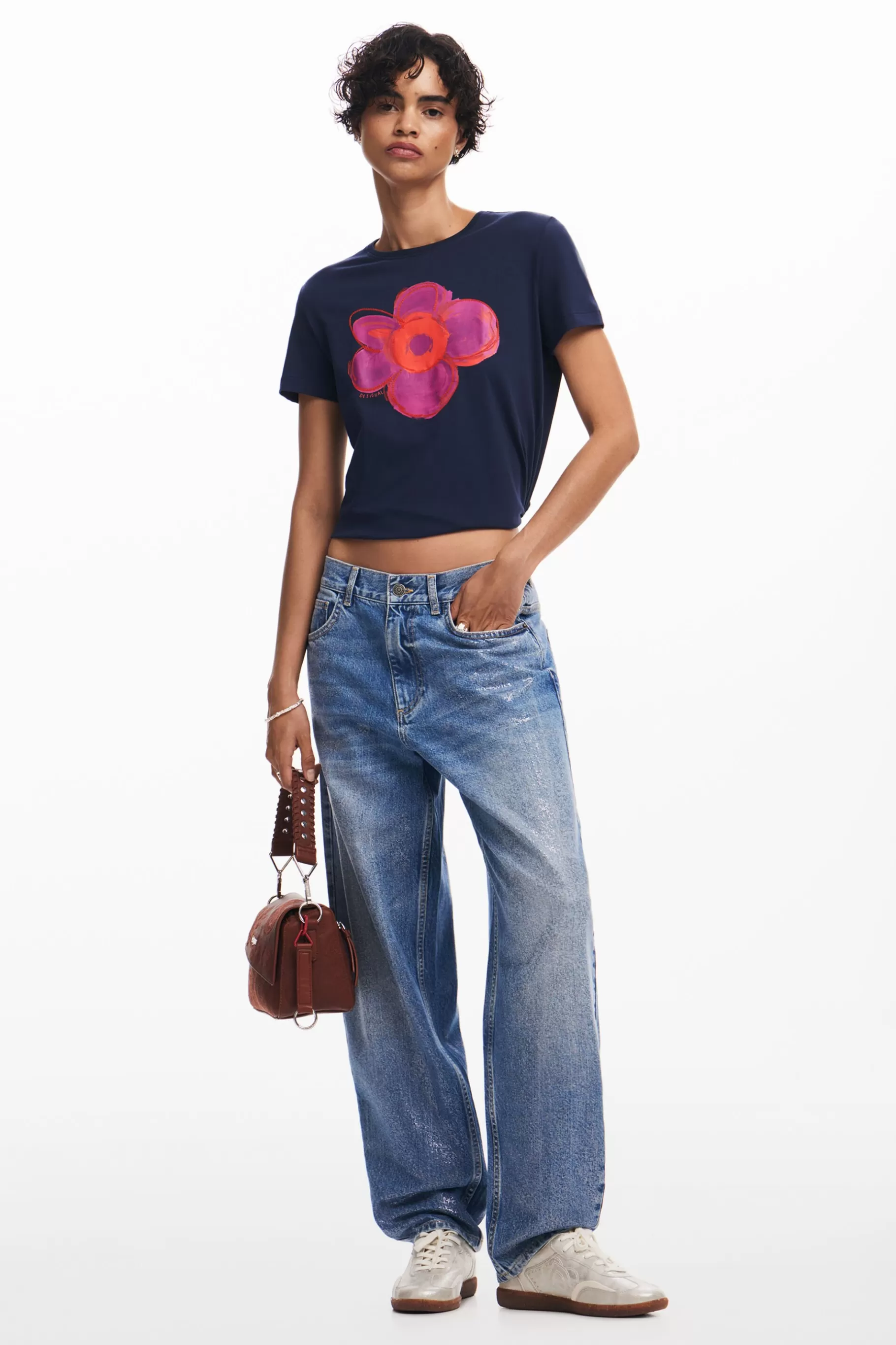 Desigual Camiseta ilustración flor*Mujer Camisas Y Blusas | Camisetas