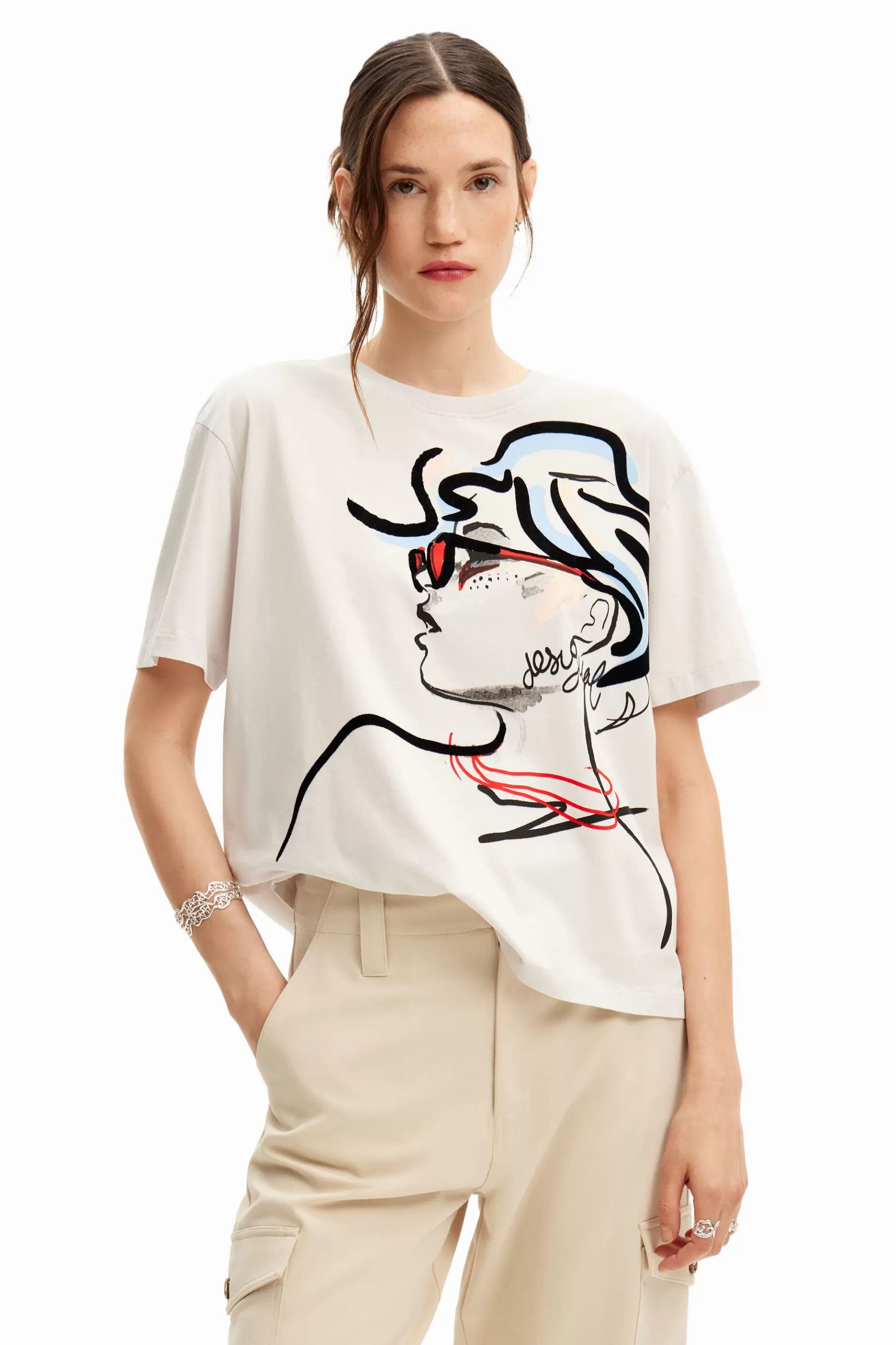Desigual Camiseta lisa ilustración*Mujer Camisas Y Blusas | Camisetas