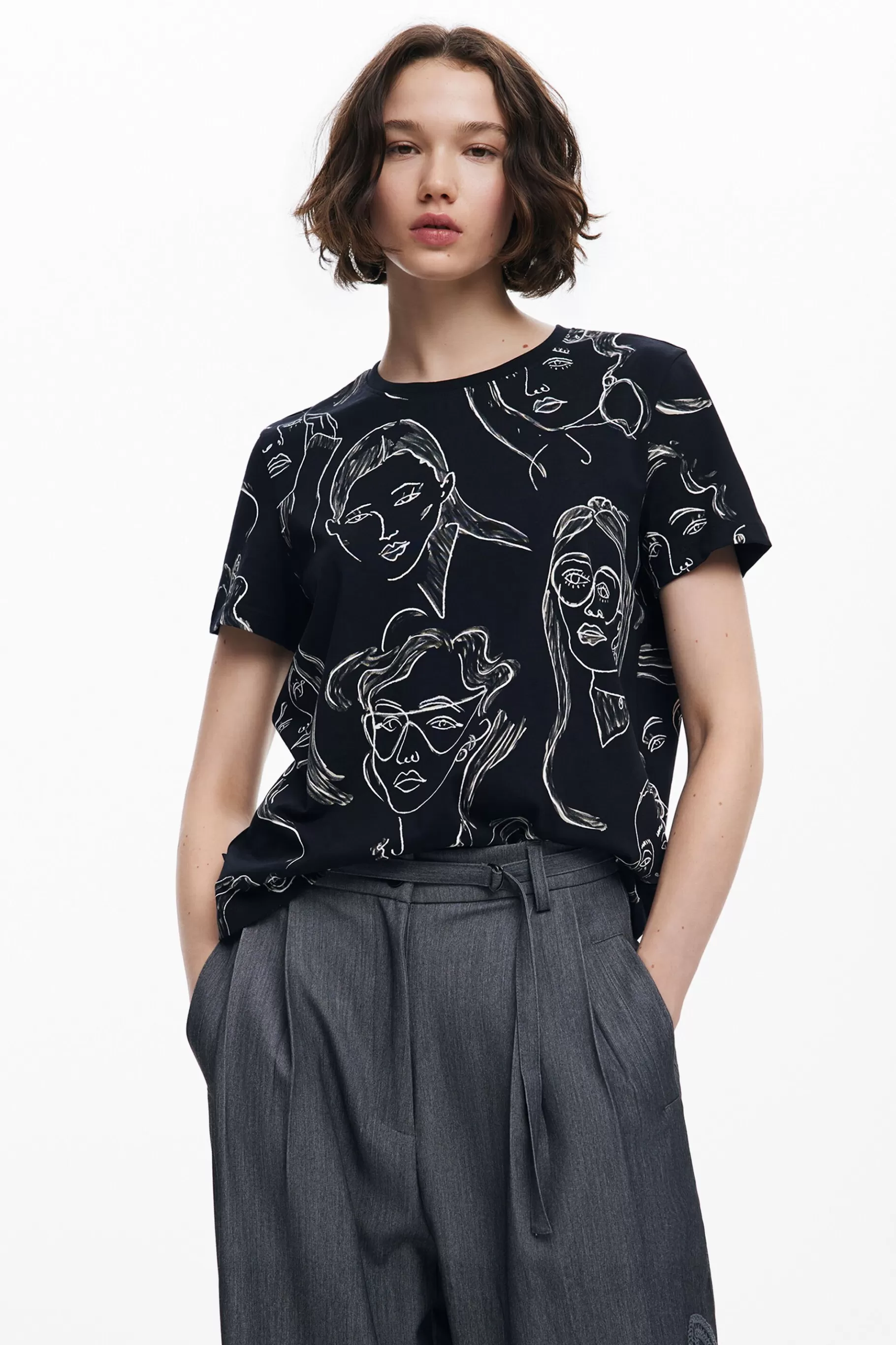 Desigual Camiseta manga corta caras*Mujer Camisas Y Blusas | Camisetas