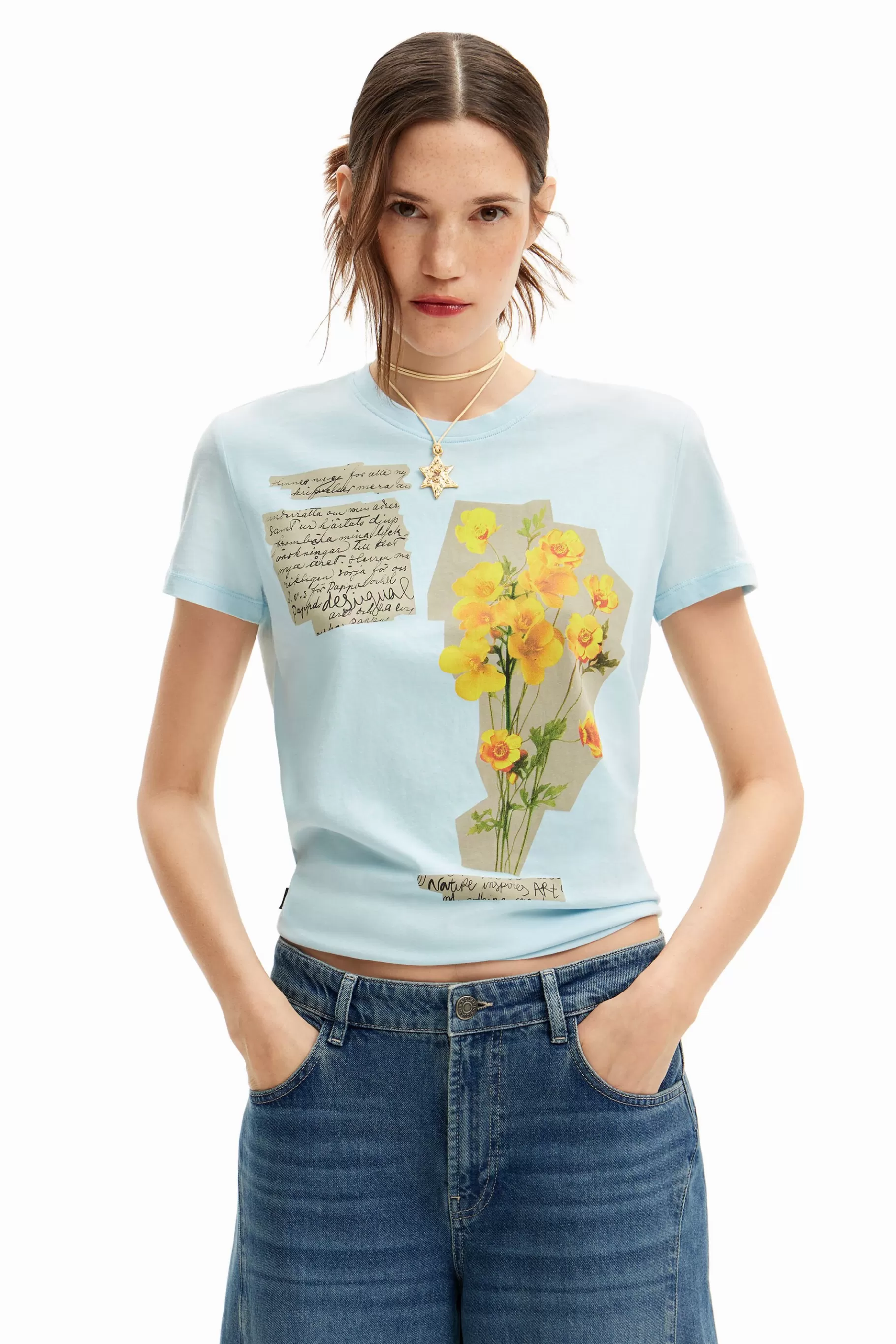 Desigual Camiseta parches flores*Mujer Camisas Y Blusas | Camisetas