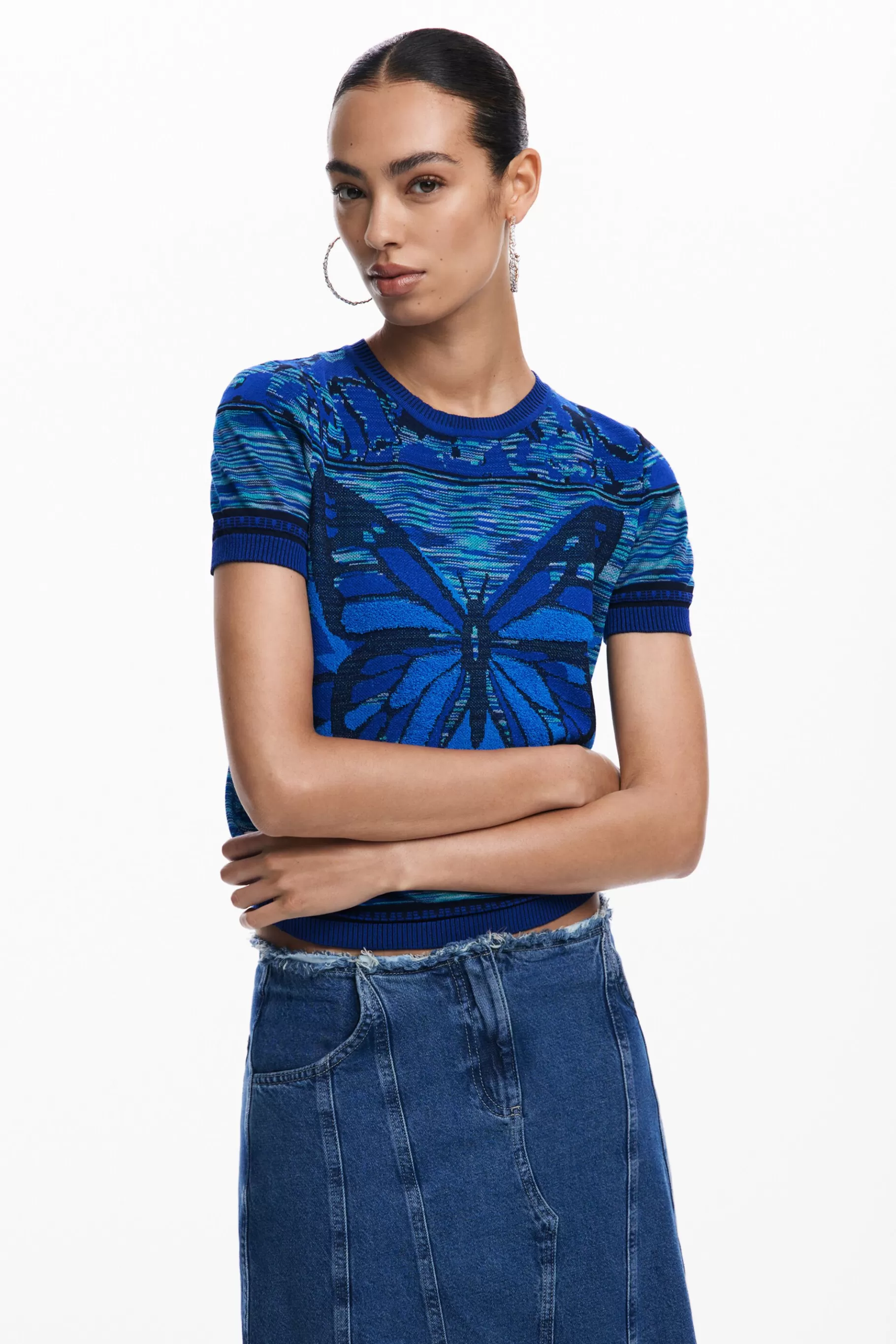Desigual Camiseta punto mariposas*Mujer Ropa De Punto | Camisas Y Blusas