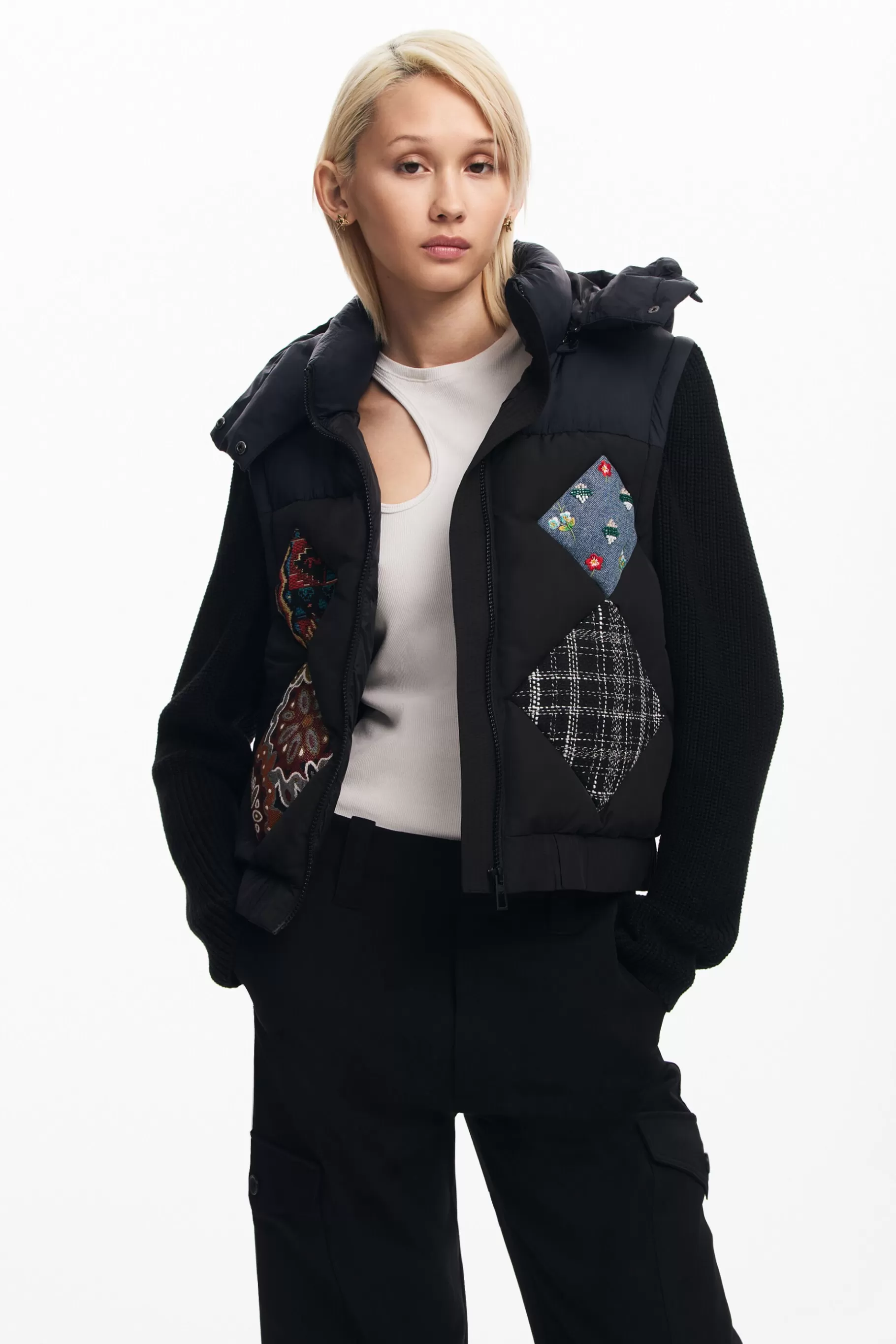 Desigual Chaleco combinado acolchado*Mujer Abrigos Y Chaquetas