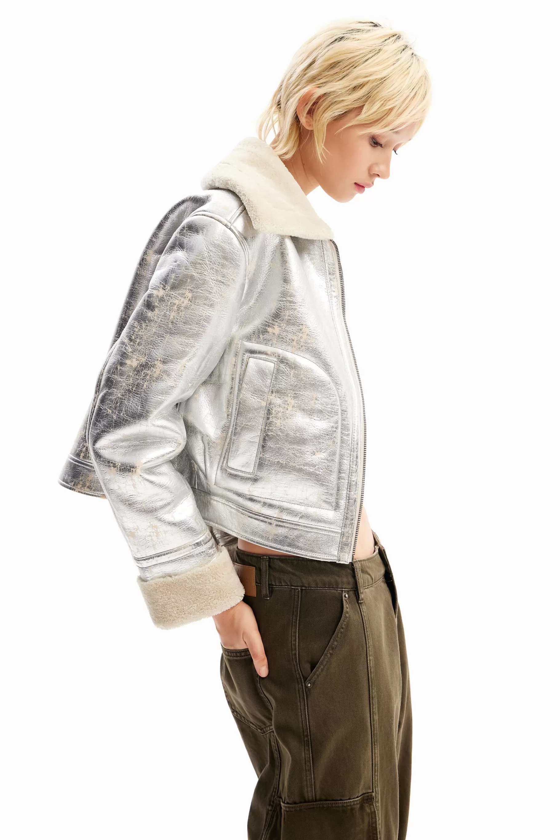 Desigual Chaqueta aviador metalizada doble faz*Mujer Abrigos Y Chaquetas
