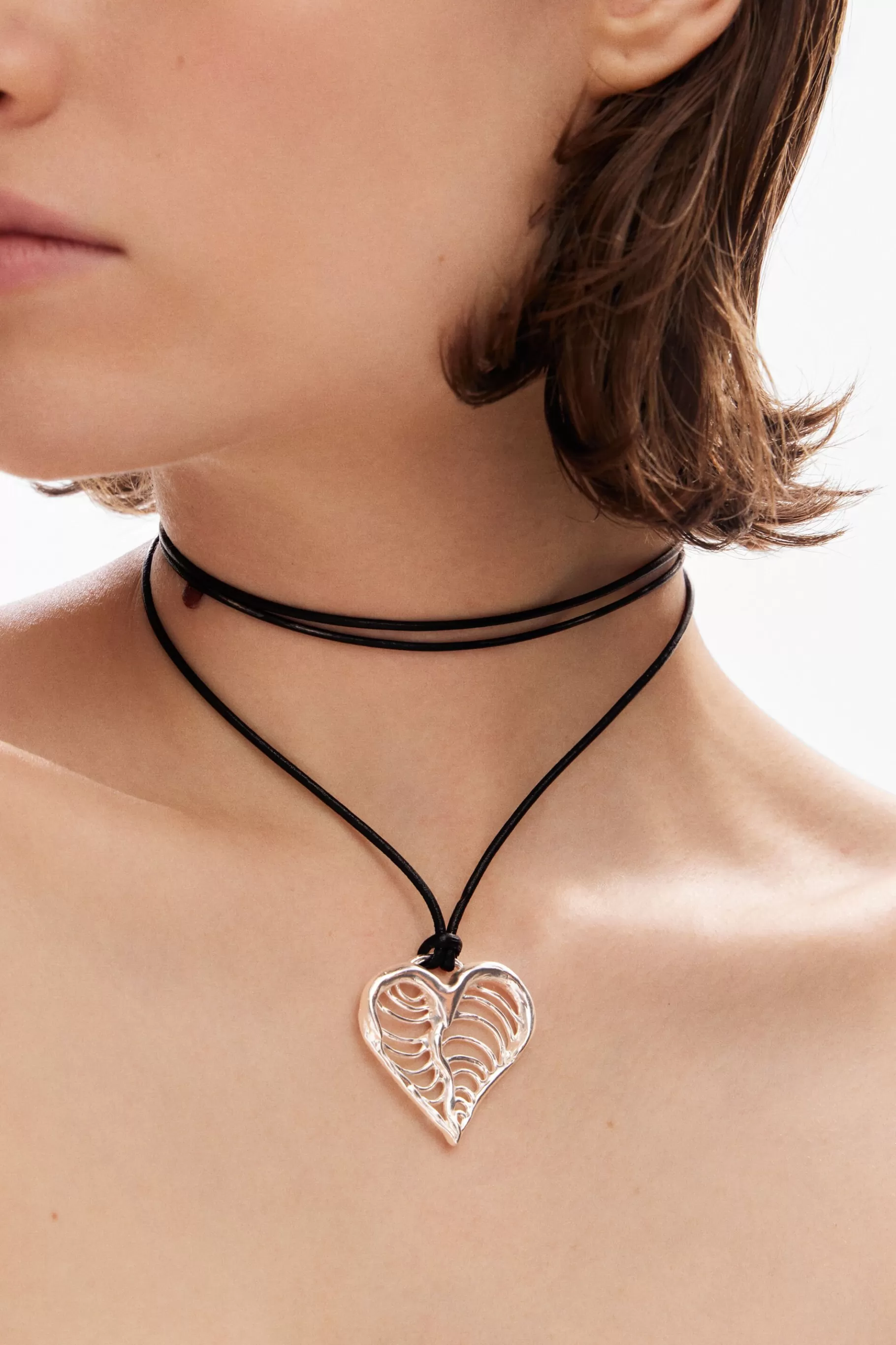 Desigual Colgante corazón cordón baño plata Zalio*Mujer Joyería