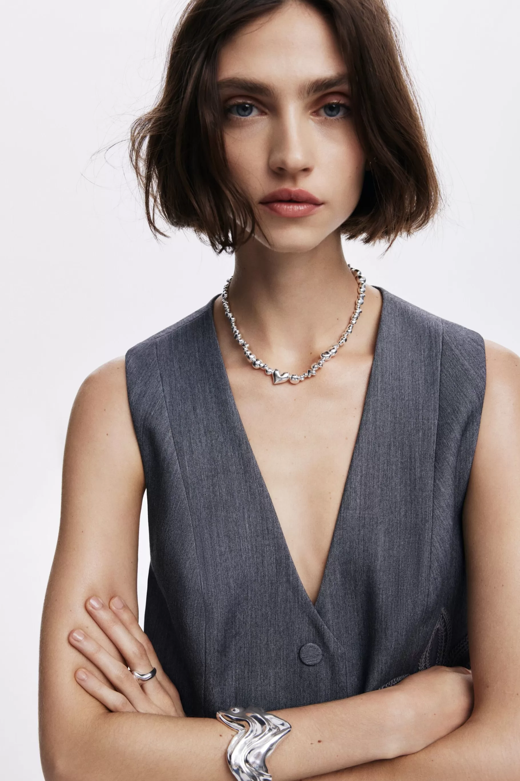 Desigual Colgante corazones baño plata Zalio*Mujer Joyería