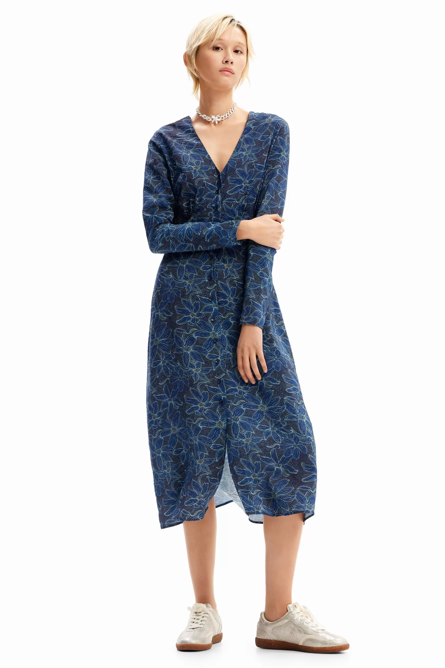 Desigual Vestido midi camisero flores*Mujer Vestidos Y Monos