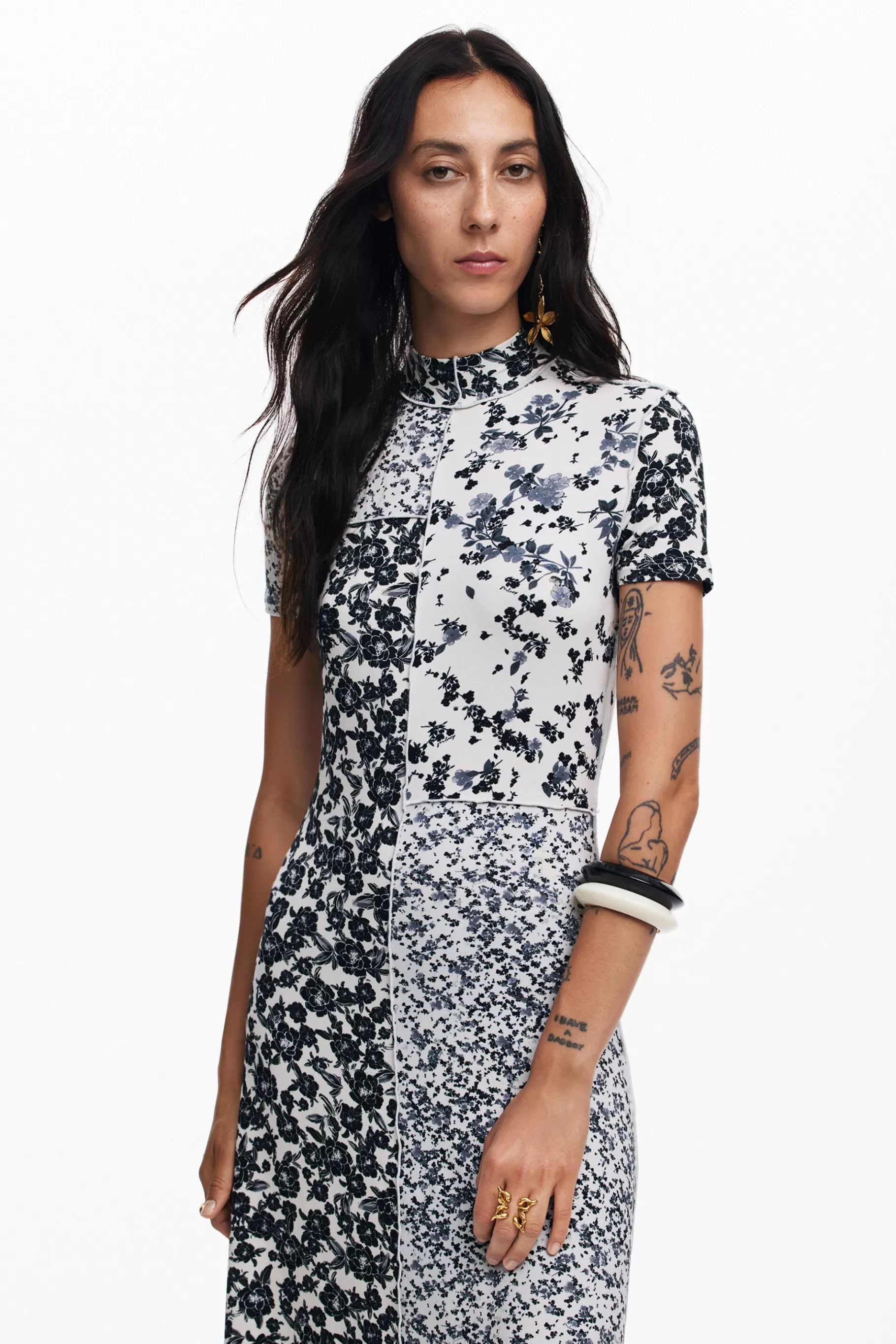 Desigual Vestido midi flores*Mujer Vestidos Y Monos