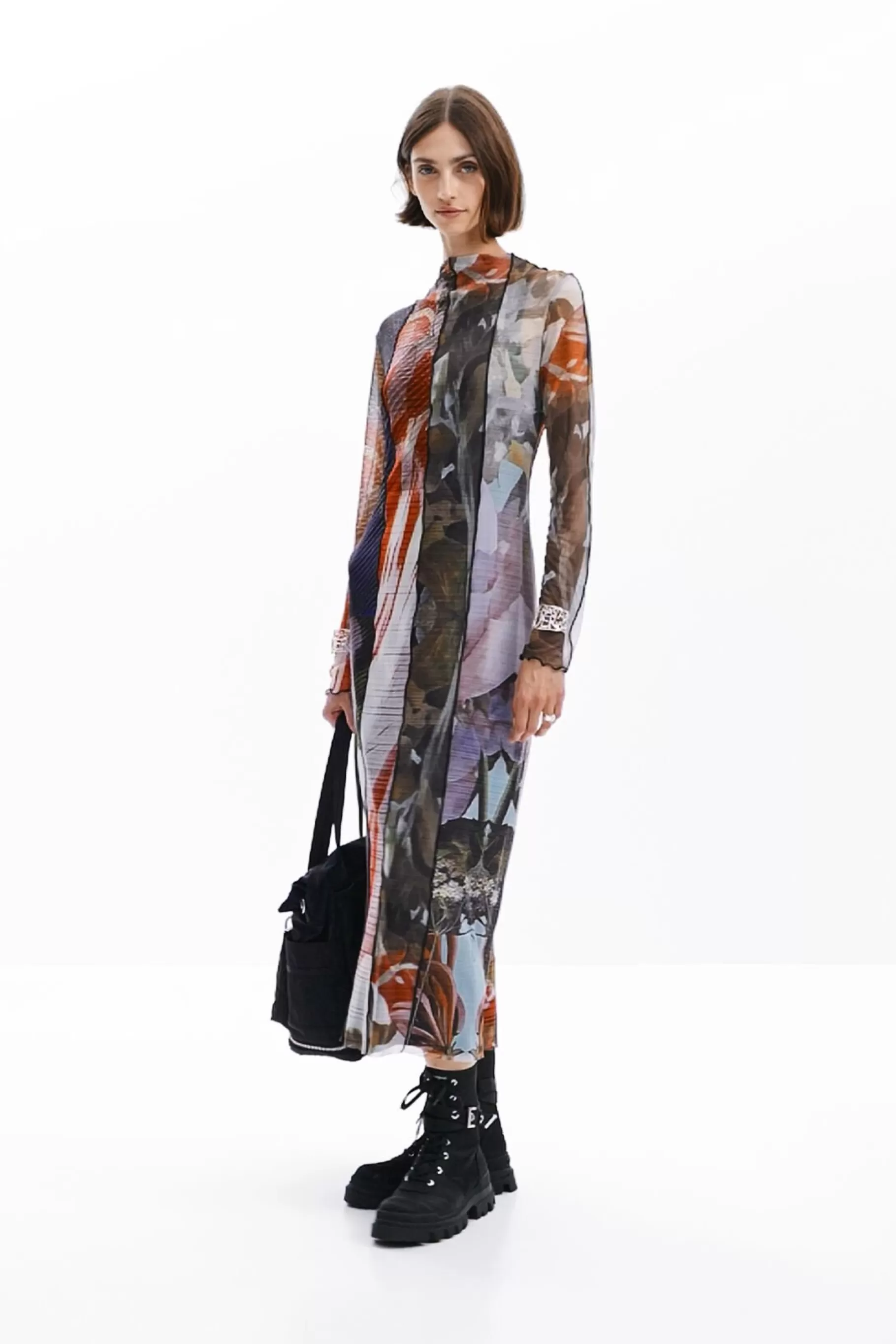 Desigual Vestido midi tul estampado*Mujer Vestidos Y Monos